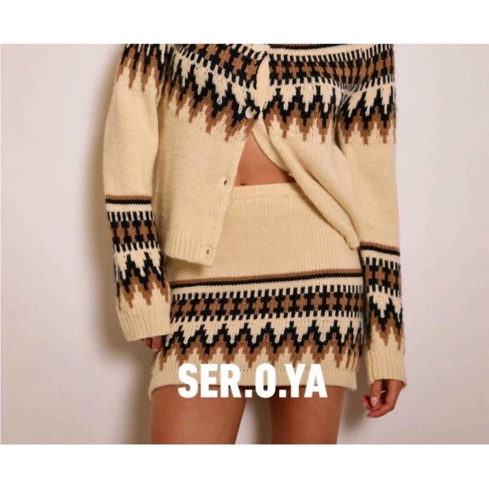 SEROYA sierra ser.o.ya sweater mini skirt beige egg shell XS